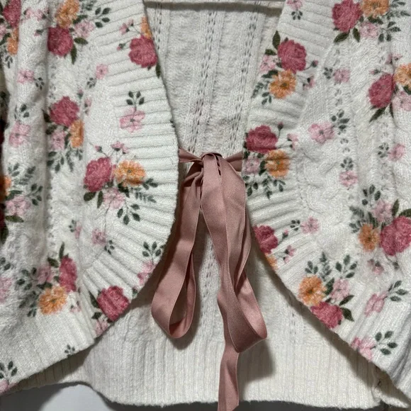 Storia Pink Floral Cardigan Sweater - Picture 5 of 10